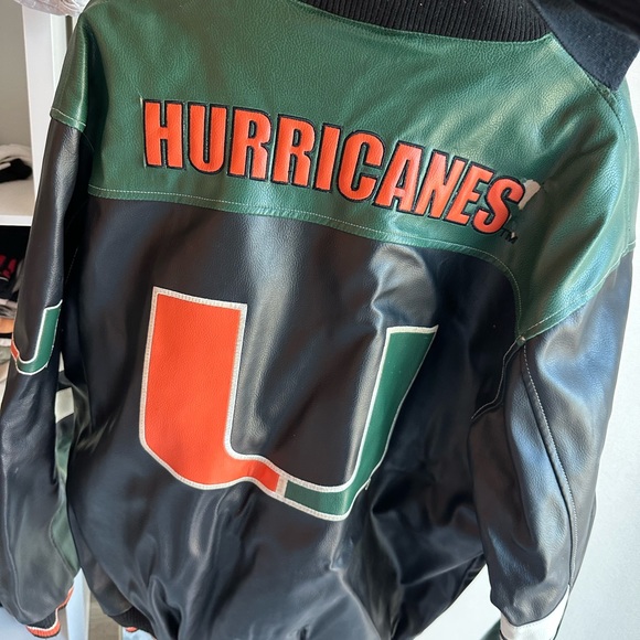 Vintage University of Miami Leather Bomber Jacket - Picture 2 of 3